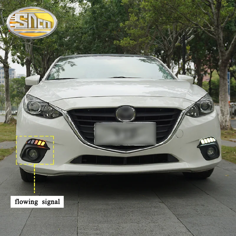 Для Mazda 3 динамическое реле сигнала поворота водонепроницаемый автомобиль DRL 12 В Светодиодный дневной ходовой свет противотуманная фара украшение SNCN