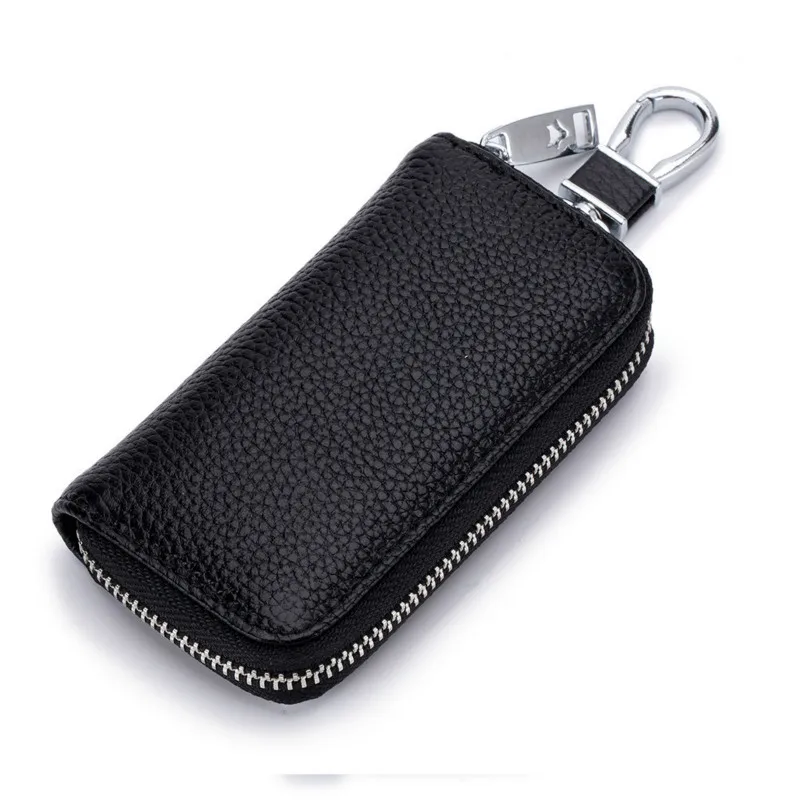 

Men Women Car Key Holder Wallets Cow Leather Housekeeper Card Zipper Case Keys Organizer Affordable Money Bag Carteira QB294
