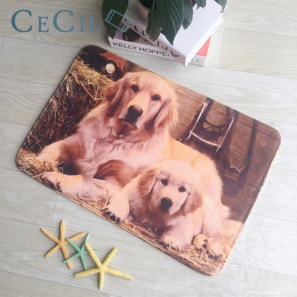 

Cecil Modern Flannel Mats Lovely Painting Dog Carpets Anti-Slip Floor Home Mats Hall Rugs Dust Proof Kitchen Bathroom Carpet