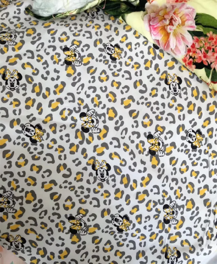 50*175 см мультфильм Леопард Минни эластичный хлопок ткань лайкра вязаная трикотажная ткань DIY шитье футболки платье ткань