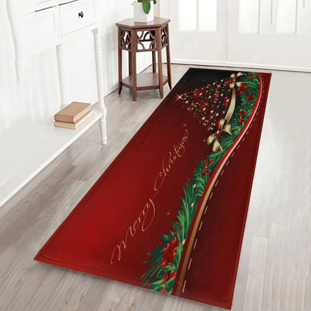Местный склад 3D Рождественский Санта-Клаус Противоскользящий коврик для кухонной комнаты фланелевый ковер счастливый год коврик 45 - Цвет: C