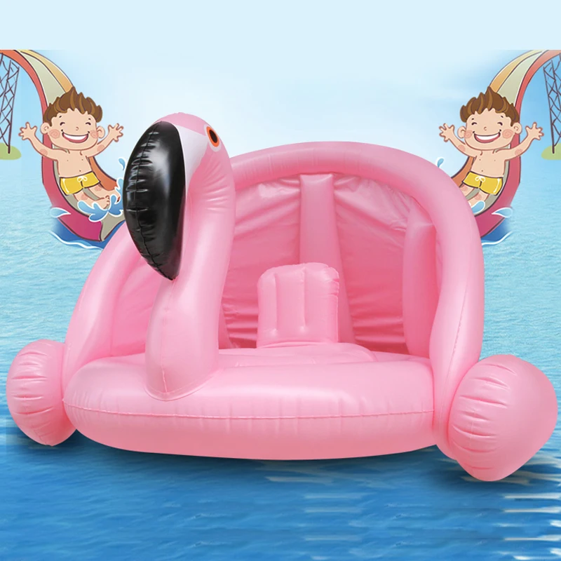 

YUYU NEW Baby Pool Float with Awning Inflatable Flamingo Swan Swimming Float baby Seat Float Summer Water Fun Pool Swimming ring
