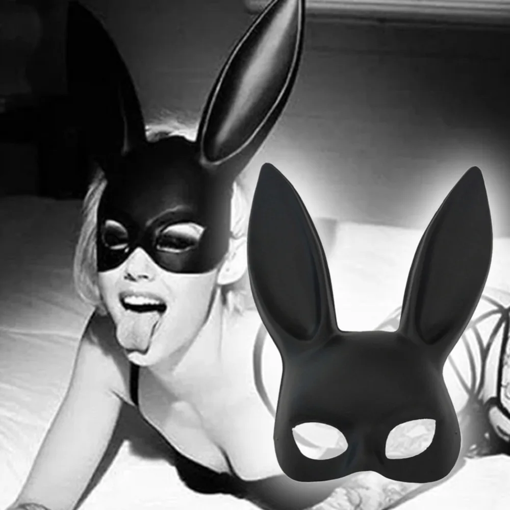 Hot Women Girl Sexy Rabbit Ears Mask Cute Bunny Long Ears Bondage Mask Halloween Masquerade Party KTV Cosplay Costume Props  (8)