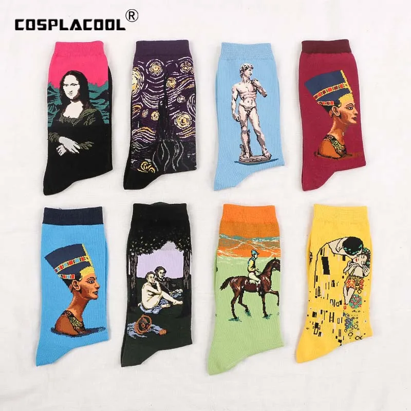 

Fashion Amazing 3D Print Art Harajuku Style Socks Women Men Famous Painting Funny Socks Van Gogh Mona Lisa Calcetines Mujer