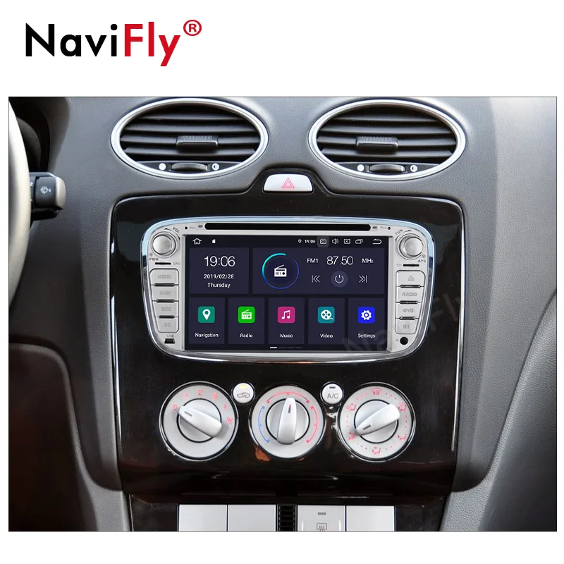 Sale NaviFly 2Din Android9.0 IPS Screen+DSP Car dvd audio multimedia For Ford Focus2 MONDEO/C-MAX with OBD2 Bluetooth TPMS DAB+ 4