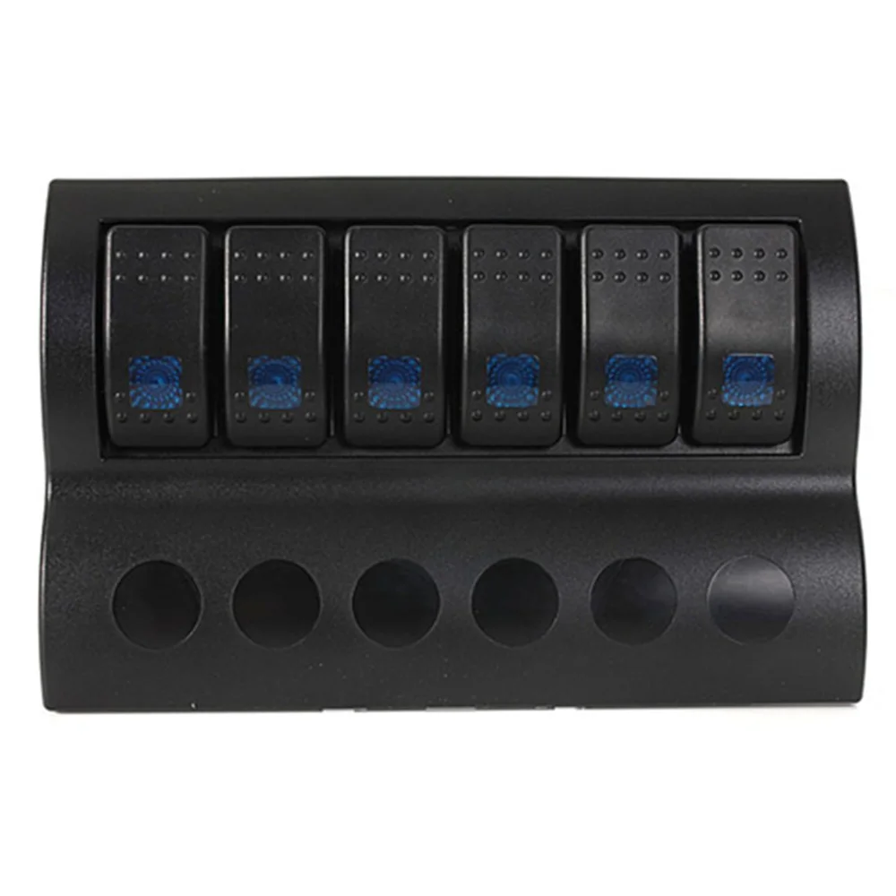 6 Gang Car Marine Caravan Rocker Switch Panel With blue LED Indicator
