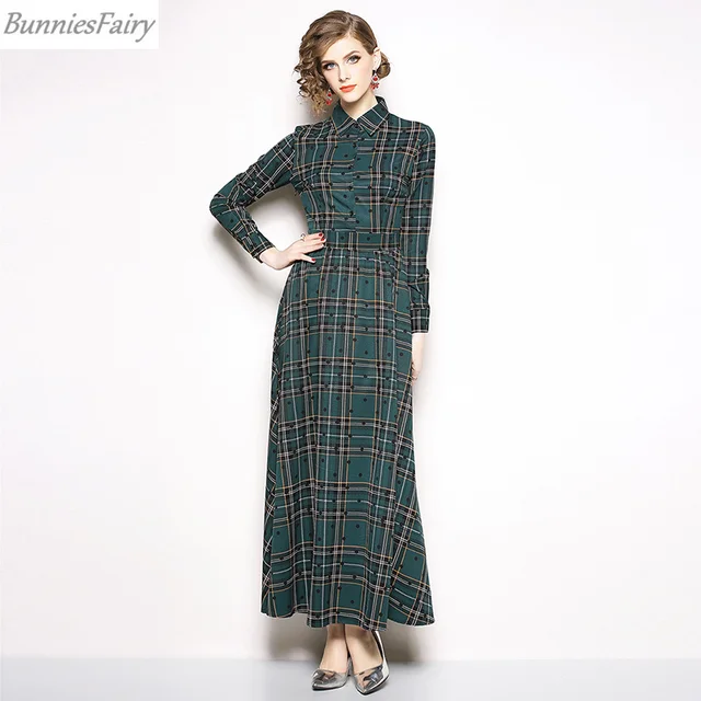 Dark Green Plaid Dress