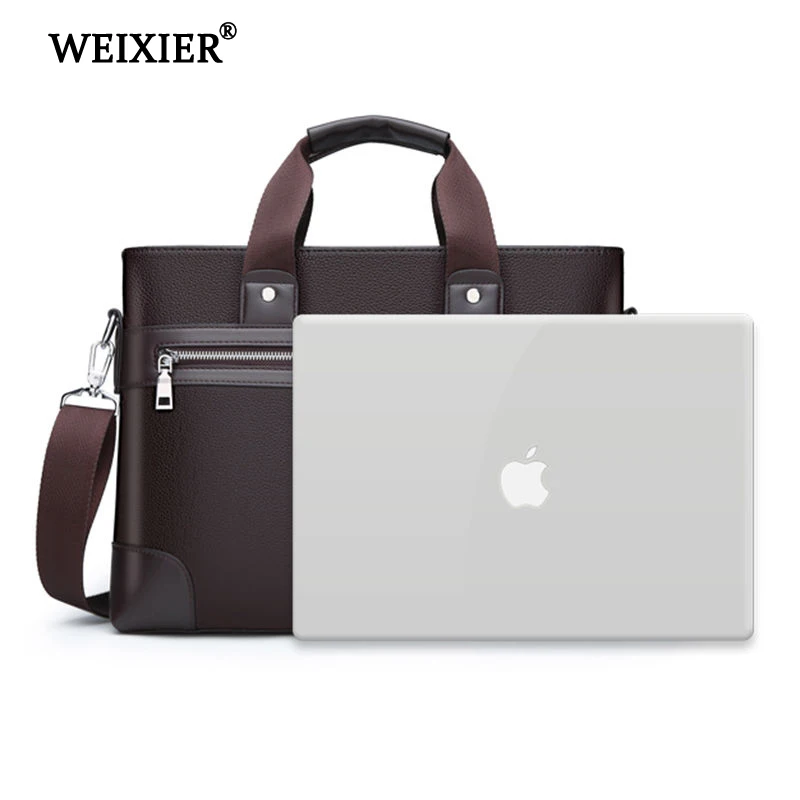  WEIXIER Men PU Leather Shoulder Fashion Business Bags Handbags Black Bag Men For Document Leather L - 32967698332