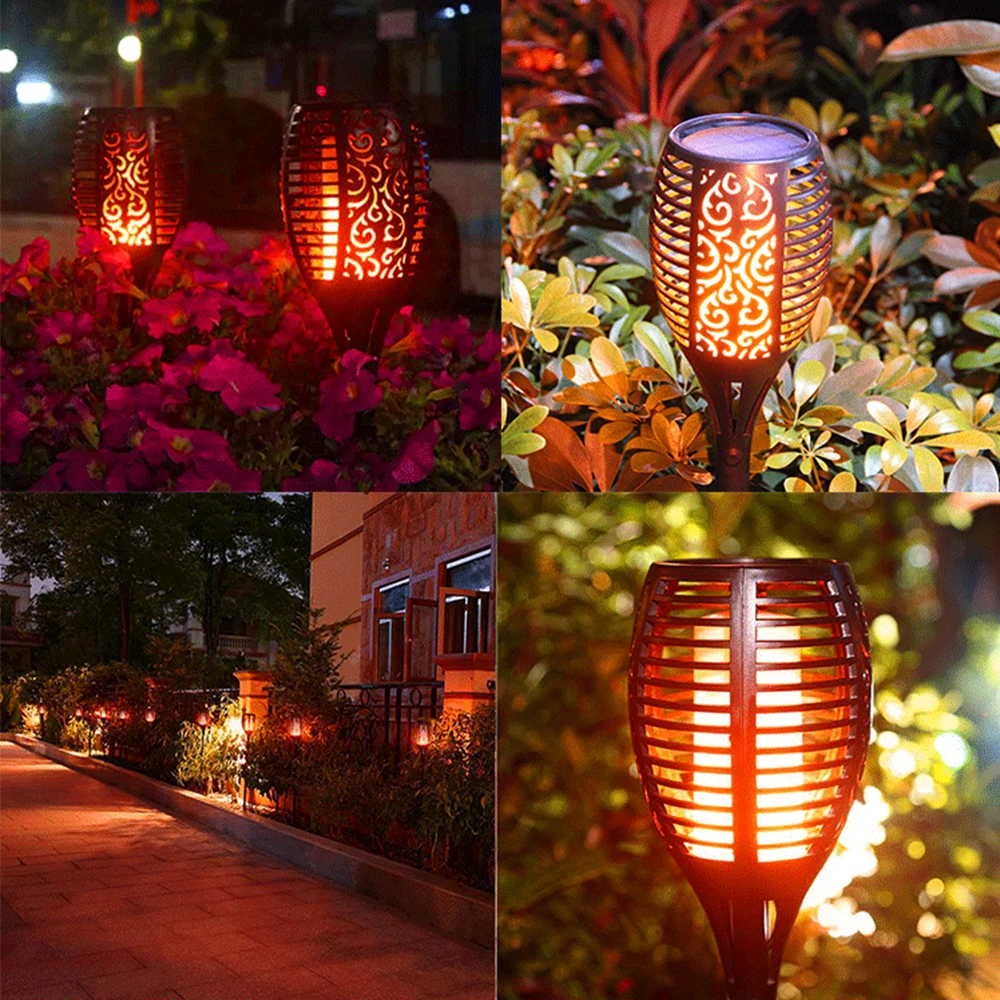 Conduzida da Tocha Solar para Rua Decoração do Jardim Solar ao ar Livre da Lâmpada da Lanterna Iluminação Exterior Lâmpada Impermeável Luzes Gramado Luz 10 Lâmpadas solares