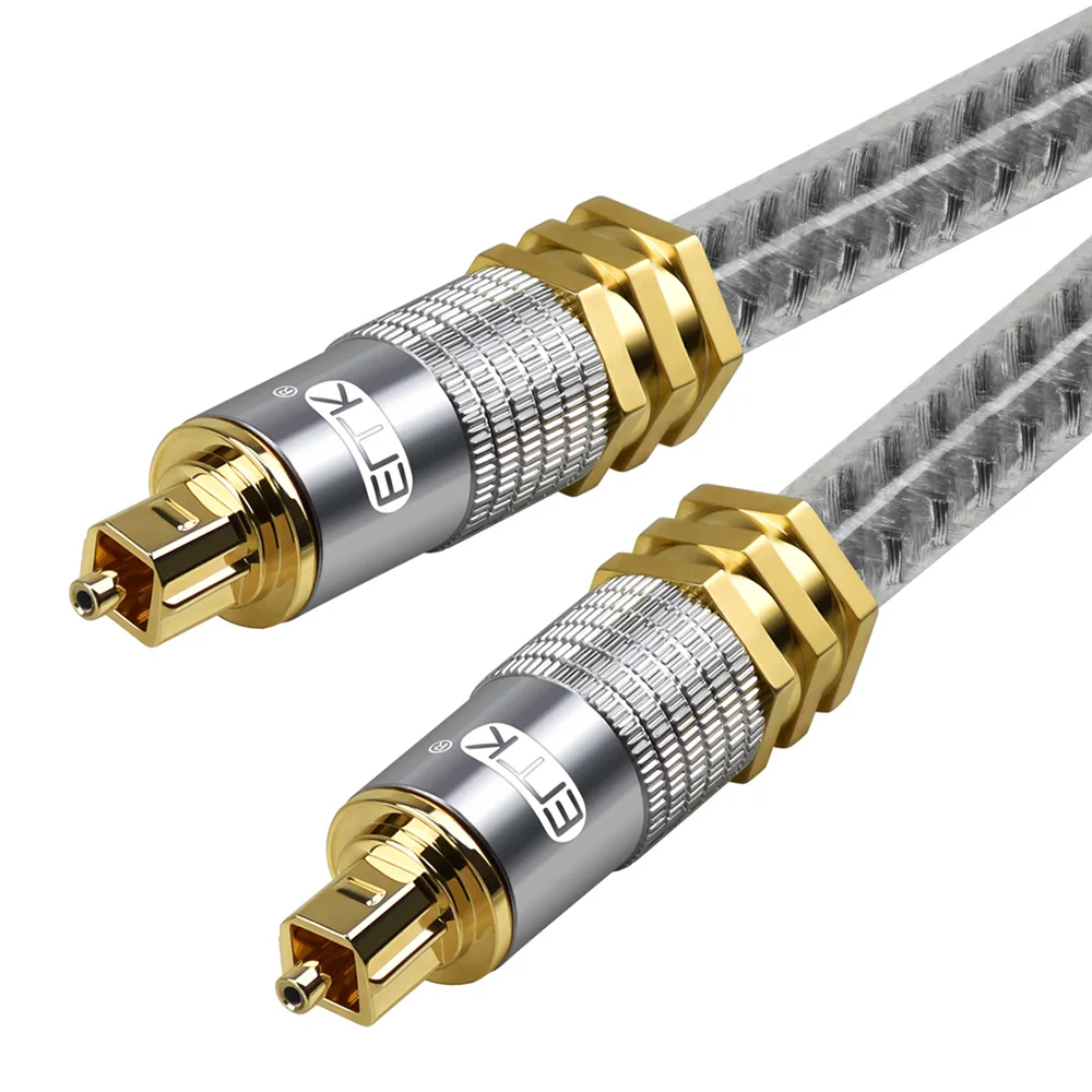 Cabo Óptico EMK Toslink - Conector Ouro 24K Com Rotação 360°