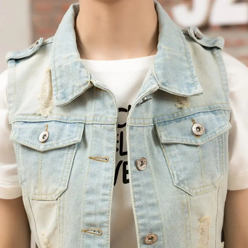 New Arriveid Denim Vest Women Washed Cowboy Sleeveless Jacket Vintage Street Holes Ripped Women Waistcoat Plus Size XS-4XL New Arriveid Denim Vest Women Washed Cowboy Sleeveless Jacket Vintage Street Holes Ripped Women Waistcoat Plus Size XS-4XL