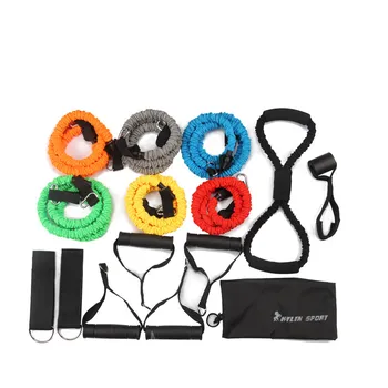 

new 15pcs resistance bands exercise set fitness tube yoga workout pilates for wholesale and free shipping kylin sport