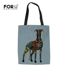 FORUDESIGNS с принтом Борзых, новинка, многоразовые сумки для продуктов, Холщовая Сумка для покупок, женские складные сумки, Студенческая сумка для девушек
