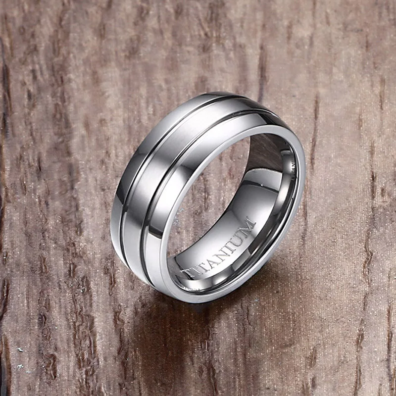 Мужские кольца из чистого титана обручальное кольцо 3 канавки куполообразного серебряного цвета модные украшения аксессуары anillos