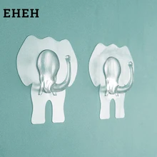 

EHEH 1 pcs Self-adhesive Elephant shaped transparent hook kitchen bathroom cartoon decorative wall door hook free nail washable