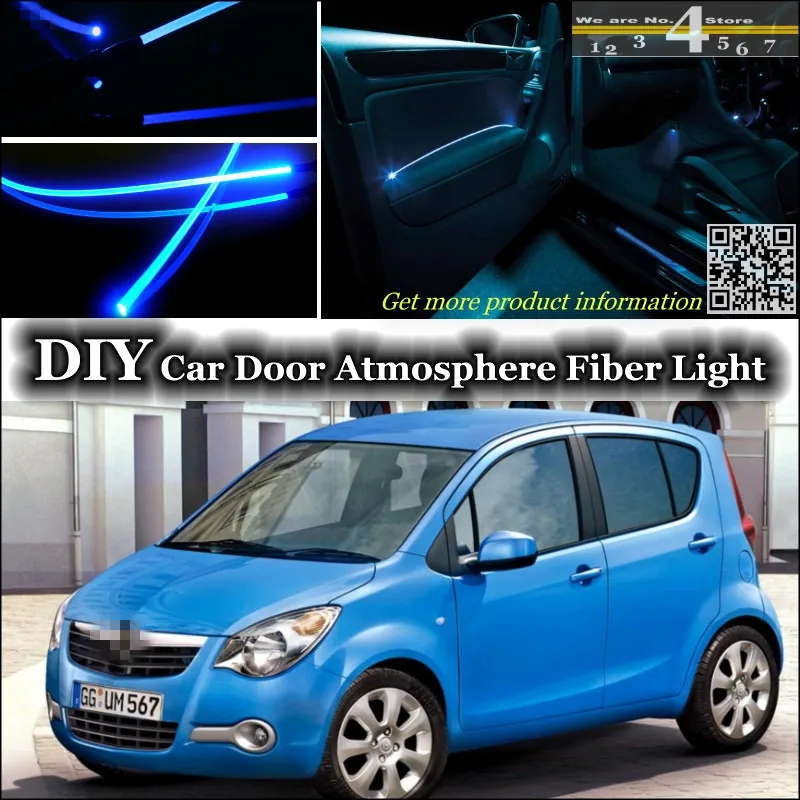 

interior Ambient Light Tuning Atmosphere Fiber Optic Band Lights For Opel Agila Inside Door Panel illumination Not EL light