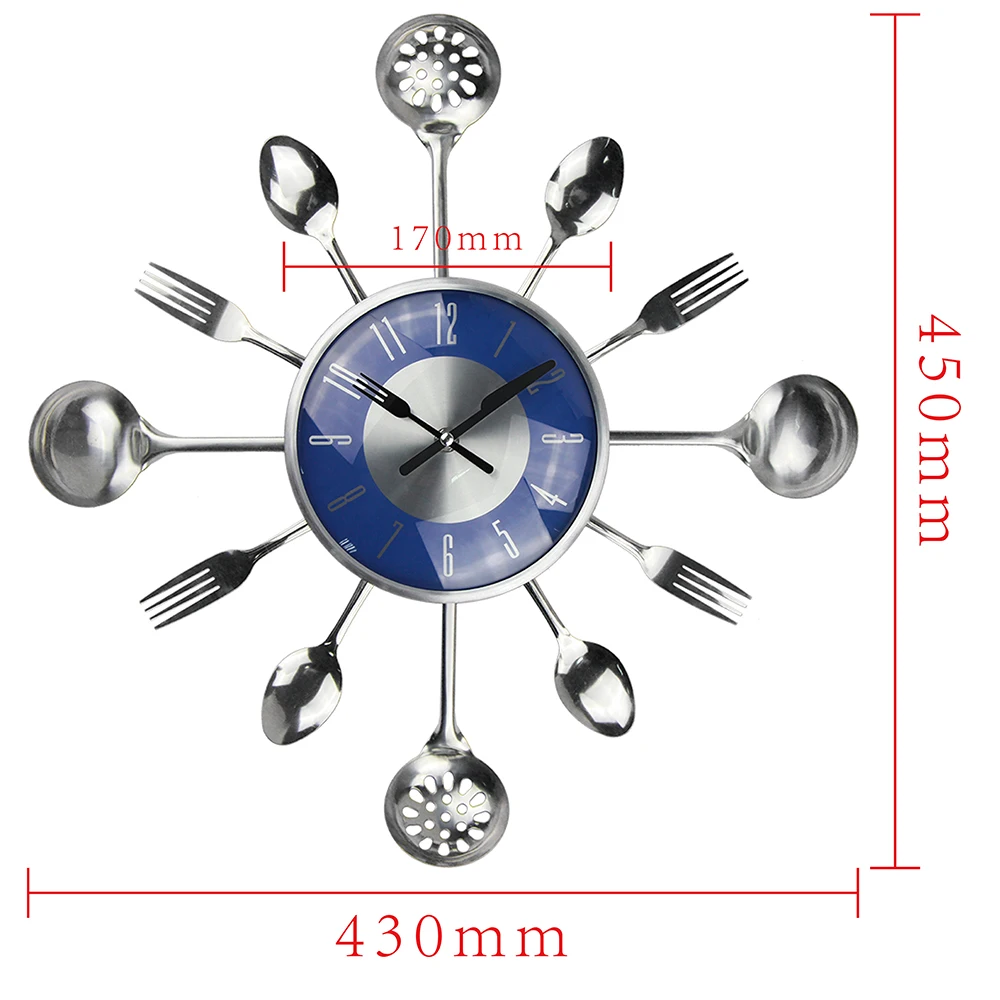 18 дюймов большие декоративные настенные часы Saat Металлическая Ложка Вилка кухонные настенные часы столовые приборы Креативный дизайн домашний декор Relogio De Pared