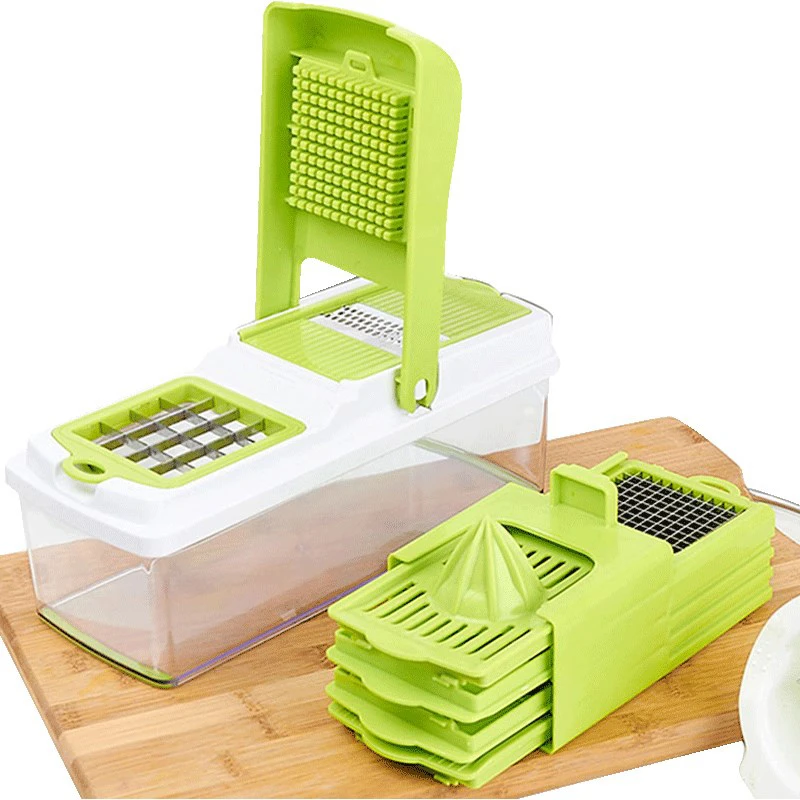 

TTLIFE Kitchen Accessories Vegetable Cutter Gadget 6 Blades Potato Cutter Potato Cutter Chopper Stainless French Fries Slicer