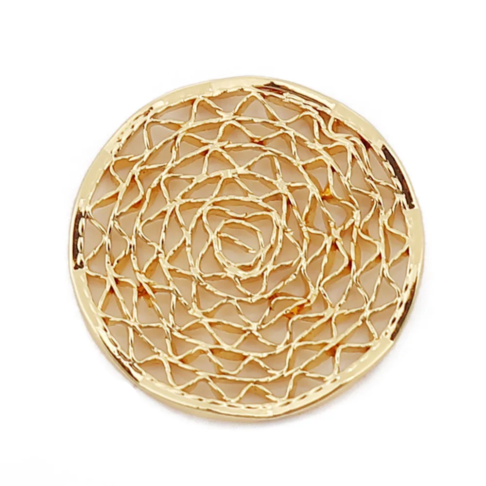 

Doreen Box Copper Embellishments Gold Filled Color Round Mesh Spacers DIY Jewelry Findings Accessories 15mm( 5/8") Dia., 2 PCs