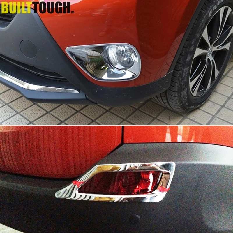 

Fit For Toyota RAV4 2013 2014 2015 Chrome Front + Rear Fog Light Lamp Foglight Cover Trim Bumper Garnish Molding Bezel Ring 2in1