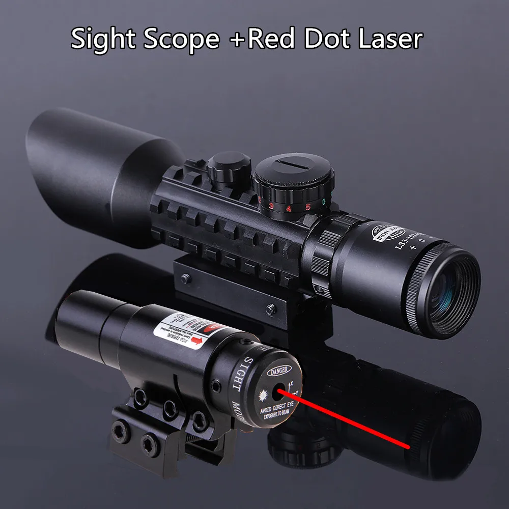 3 10x40 Hunting Riflescopes 11mm/20mm Rail Airsoft Air Guns Red Dot