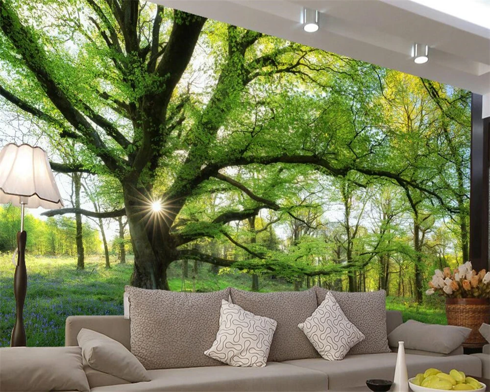 Beibehang  papel de parede 3D Trees Landscape Wallpaper Decorative mural 3d Living Room Bedroom Background 3D Wallpaper Murals