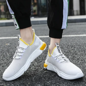 

Men Shoes New Fashion Air Mesh Breathable Trainers Shoes White Black Light Wight Casual Shoes Outdoor Walking Sneakers