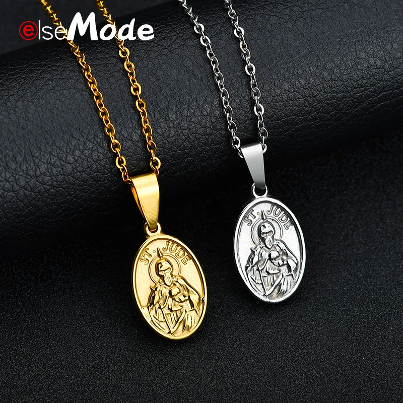 ELSEMODE крошечное колье из нержавеющей стали 316L ST JUDE Mental ожерелье для женщин