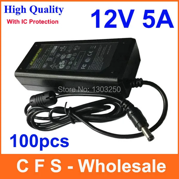 

New 100V - 240V AC DC 12V 5A Switching Power Supply Adapter With IC Protection For LED Strip Free shipping 100pcs Lots wholesale