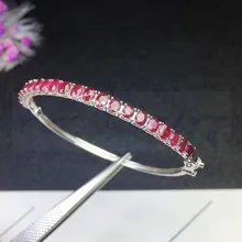 Натуральный рубиновый браслет 0.35ct* 18 шт драгоценный камень стерлингового серебра 925 для мужчин или женщин ювелирные украшения# S1922804