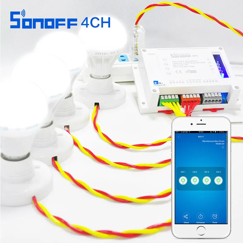 Sonoff 4CH Wifi умный переключатель универсальный дистанционный Интеллектуальный