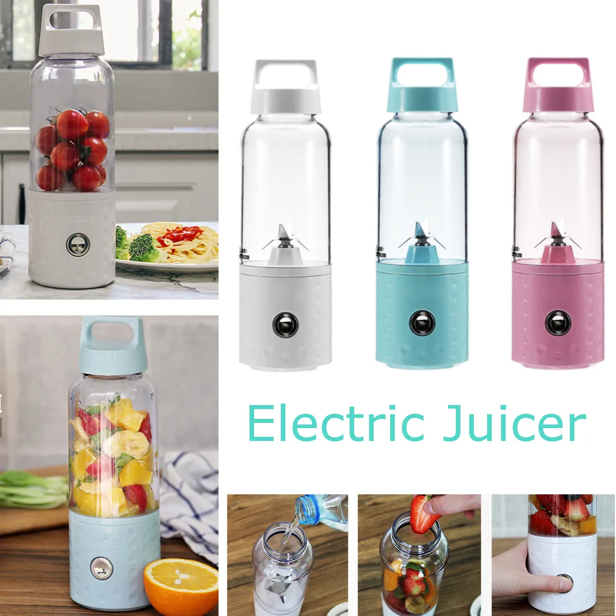 

Mini Electric Juicer Portable Fruit Vegetable Juice Maker Mixer Bottle Cup USB Rechargeable Citrus Orange Juice kitchen travel