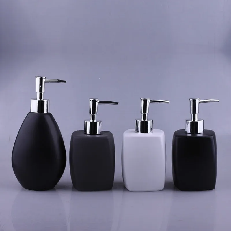 Elegant Soap Dispenser Ceramic Container Bathroom Shower Gel Shampoo