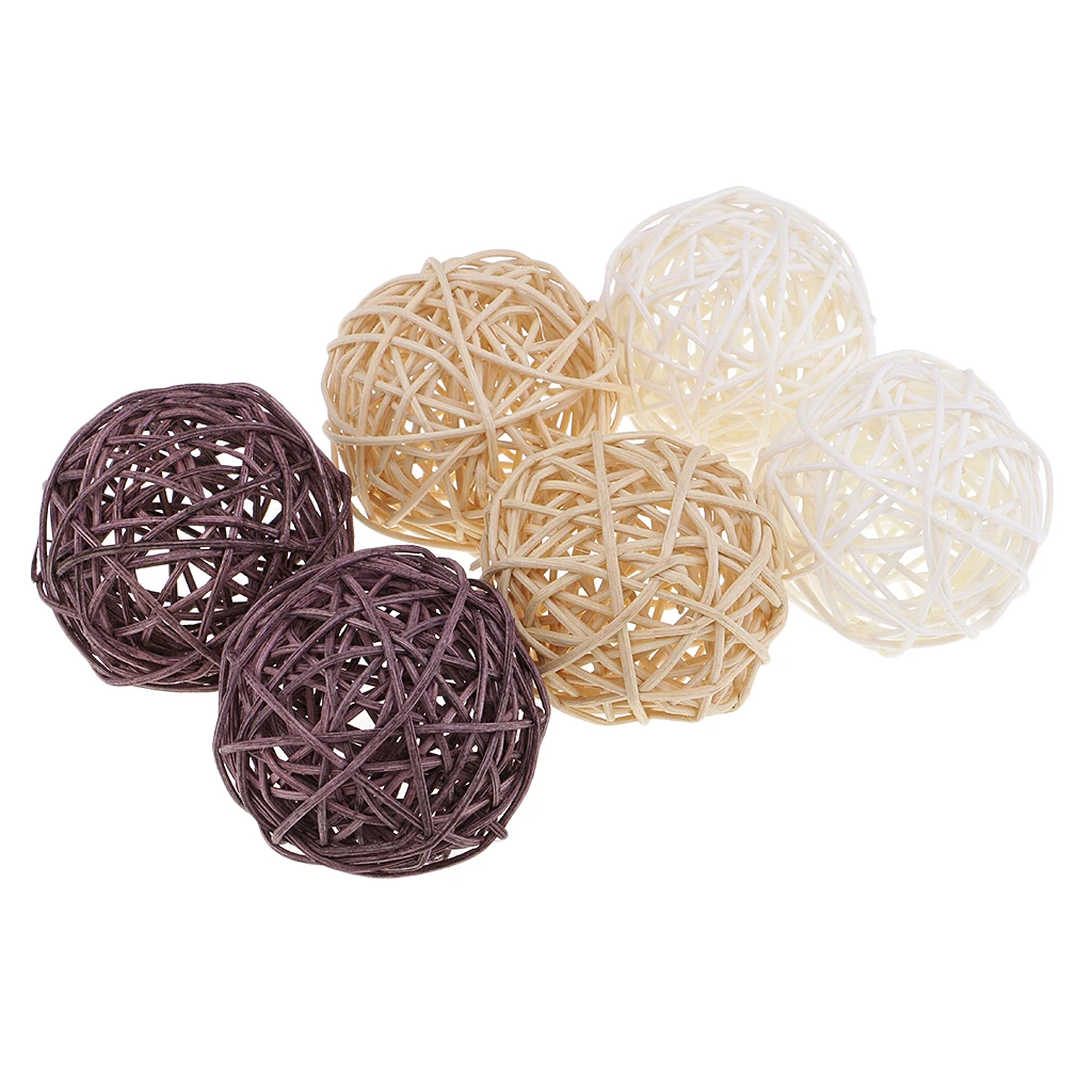 30 Pieces Natural Wicker Rattan Ball 7cm Twig Orbs Balls DIY Embellishments Wedding Ornaments Crafts