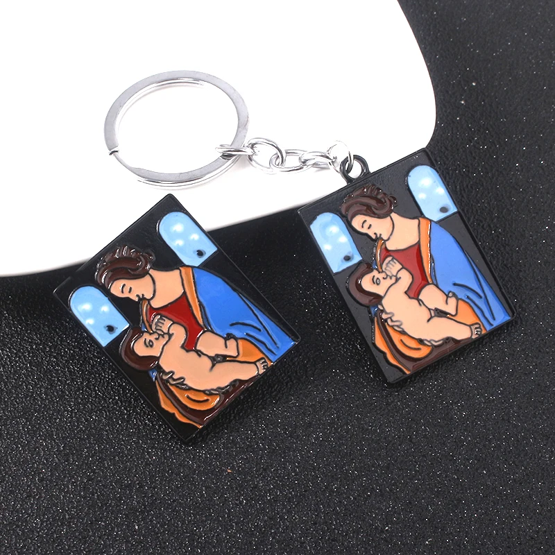 

The Madonna Litta Keychains Da Vinci's Creative Enamel For Man Woman Bag Clothes Tie Pins Lapel Charm Jewelry Gift