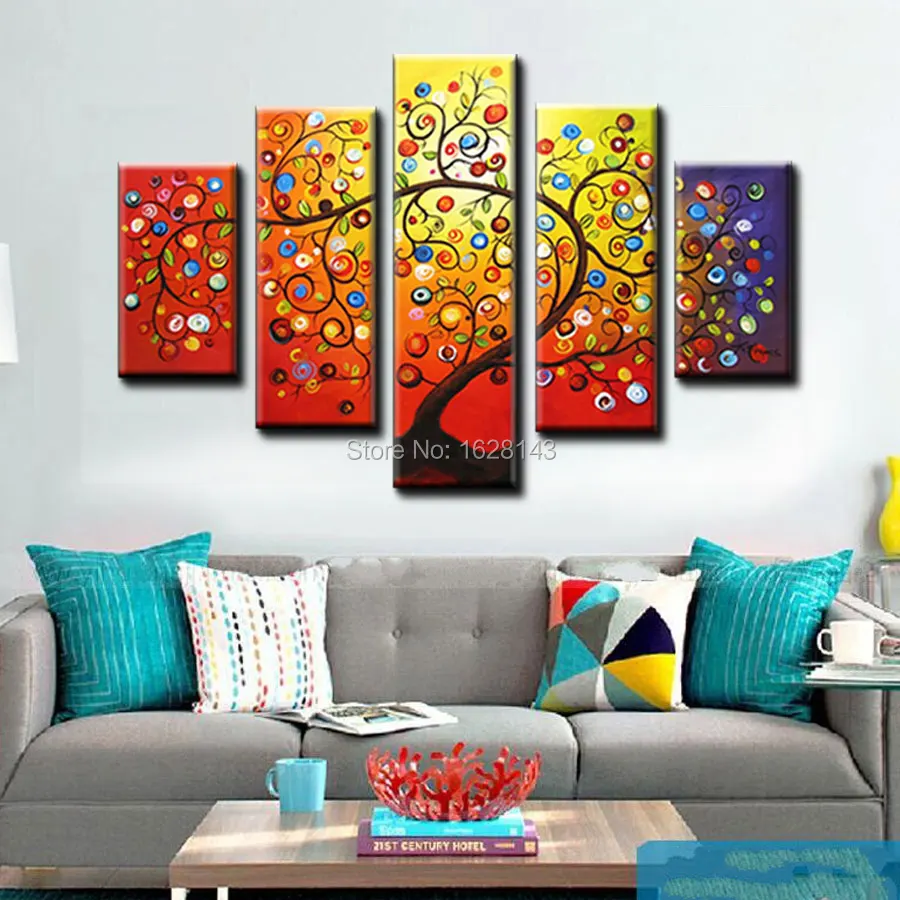 5 stücke baum ölgemälde auf leinwand handgemalt dancing apple bäume moderne dekoration große