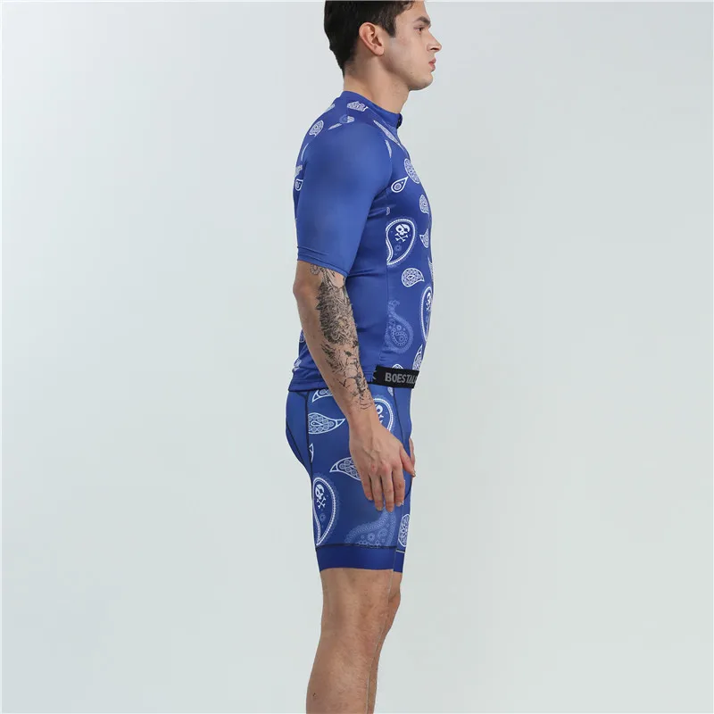 2019 new BOESTALK men short sleeve blue jersey+bib shorts summer sport high quality cycling wear custom cycling clothing bic mtb