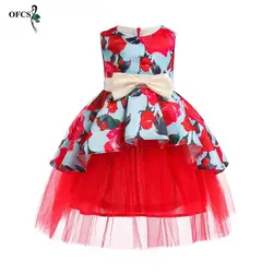 Платье для девочек платье принцессы Рождественский костюм зимние Платья для вечеринок Одежда для детей Infantil Девушки цветок лук одежда