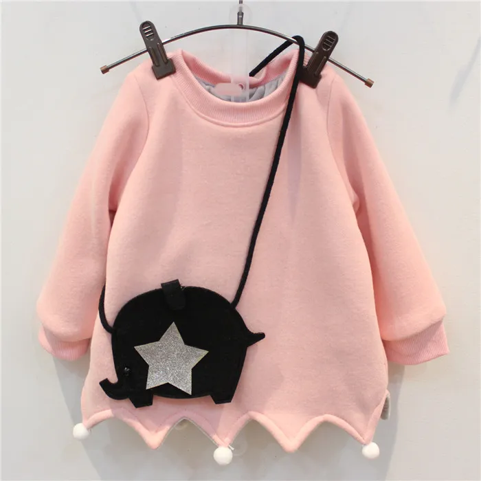 [Bosudhsou.] dka-11-зимняя модная двухслойная теплая флисовая толстовка для девочек детская одежда детское пальто, куртка, одежда - Цвет: Розовый