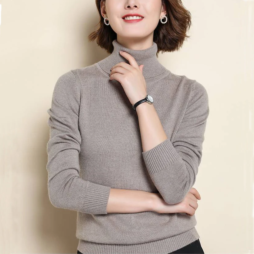 

GABERLY Soft Cashmere Elastic Turtleneck Sweaters and Pullovers for Women Autumn Winter Female Wool Knitted Brand Sweater