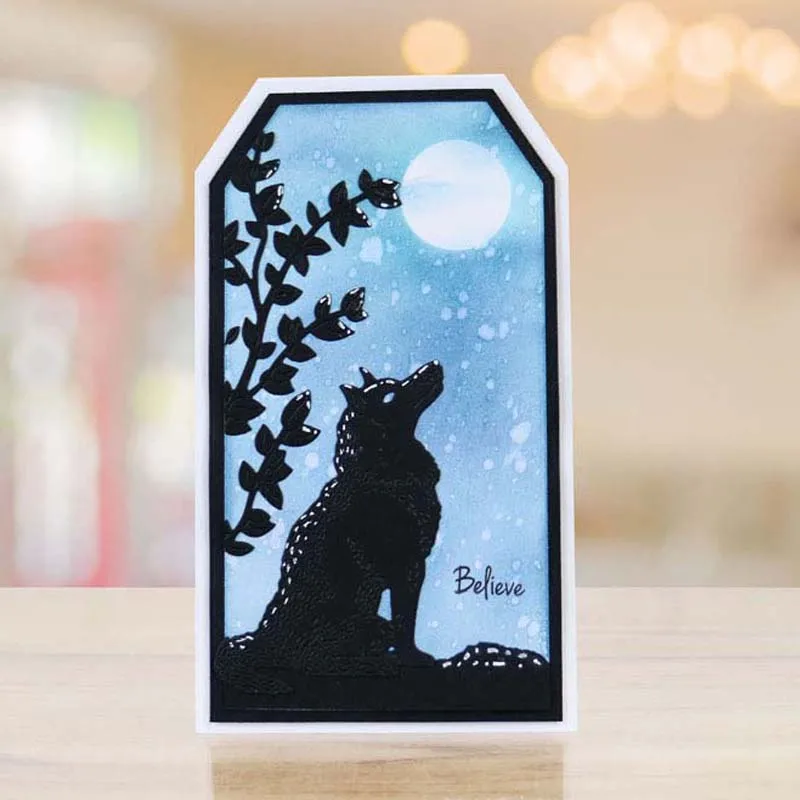 

Wolf Under the Round Moon Metal Cutting Dies for DIY Scrapbook Photo Album Paper Card Decorative Craft Embossing Die New 2019