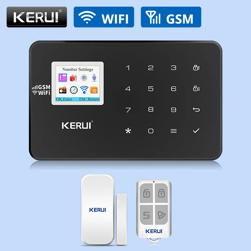 KERUI W18 GSM wifi охранная домашняя система охранной сигнализации приложение дистанционное управление движения пожарный детектор дыма датчик двери окна DIY Kit - Цвет: Kit 1
