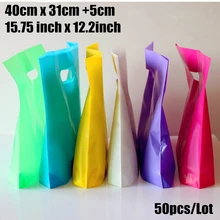 50 шт./лот 40*31+ 5 см(15.75*12.2 '') пользовательские подарок Сумки Пластик Хозяйственные сумки оптом с ручкой продвижение упаковки bag Пластик