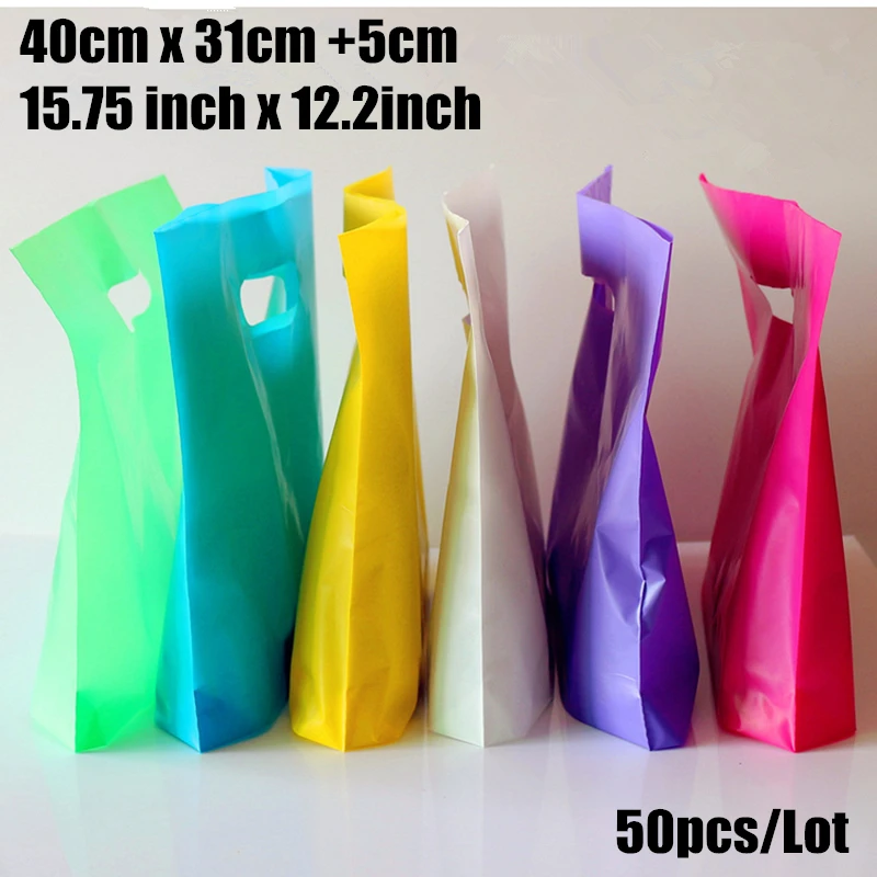 50pcs/lot 40*31+5cm(15.75*12.2'') custom gift bags Plastic Shopping