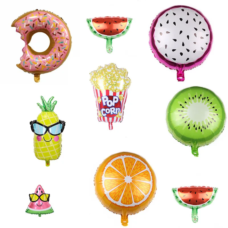 

Fruit Watermelon Pineapple Orange Popcorn Funny Foil Balloon For Children Happy Birthday Party Decoration Balloons Globos
