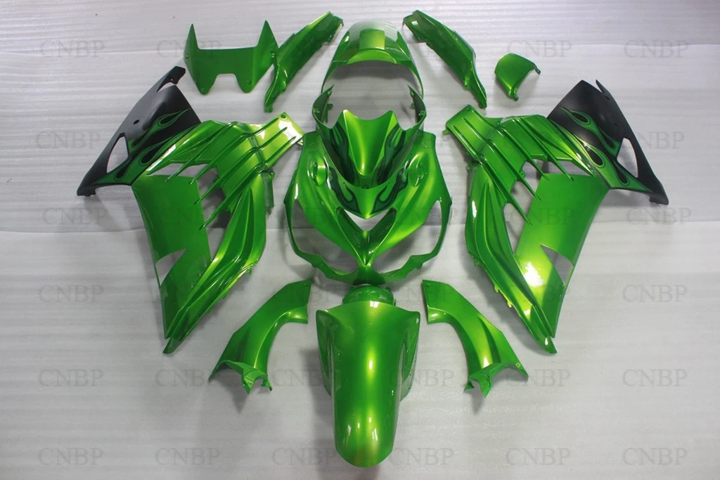 

Plastic Fairings for Kawasaki Zx14r 2007 Full Body ZZR 1400 2010 2006 - 2011 Green Black Flame Zx14 Zx-14r 10 11 2008 2009