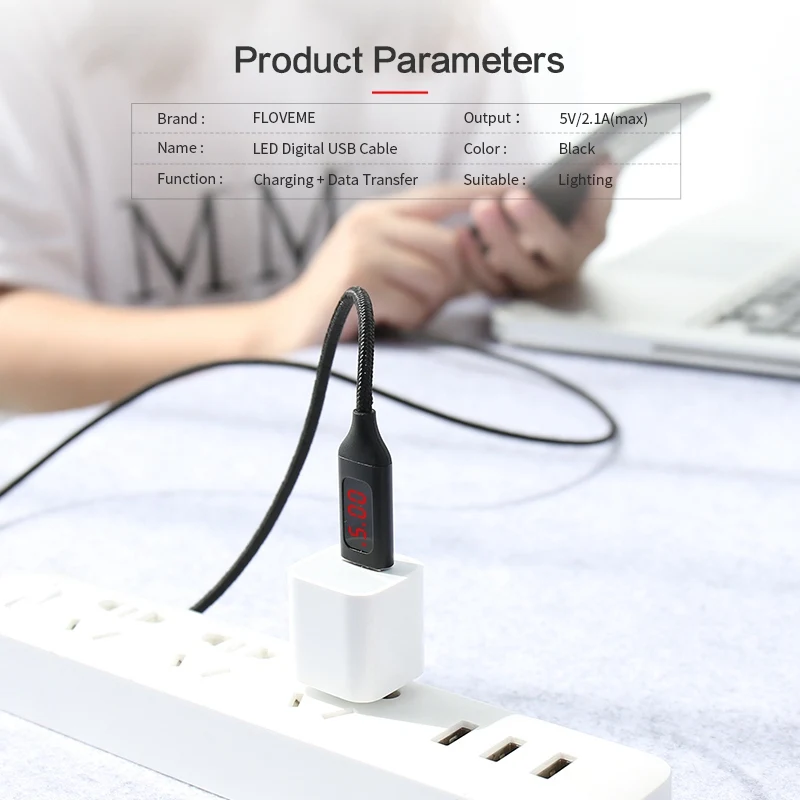 FLOVEME LED Digital USB Kabel für iPhone XR Micro USB Typ C Handy Kabel Lade Draht für Samsung Xiao