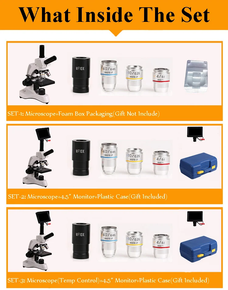Professional Biological Microscope 400X with 3 Inches LCD Screen For Blood Detection Mites Aquaculture Instrument-17