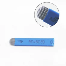 50 шт. PCD U shape 18 Pin постоянный макияж татуаж бровей лезвие микроблейдинг синие иглы для ручной ручка для тату