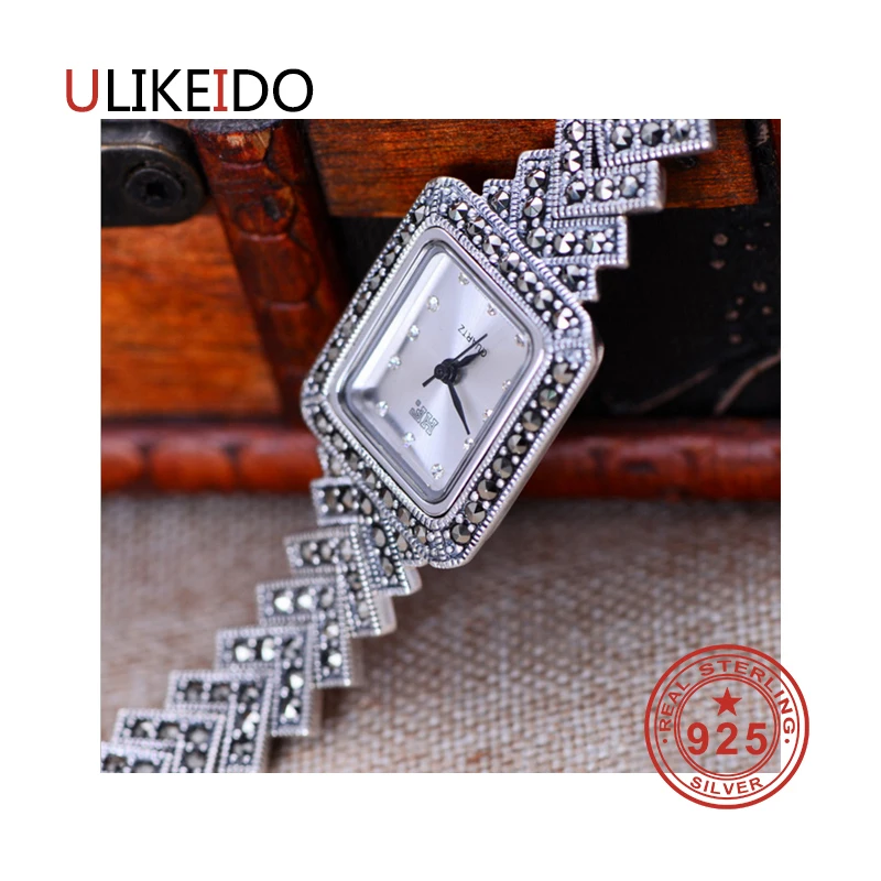 

100% Pure 925 Sterling Silver Watch Men Fashion Hand Chain For Women Thai Silver Jewelry Charm Bracelet Homme 1528